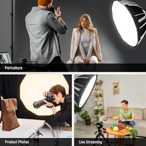 NEEWER 65 cm Bowens Mount Parabolic Softbox Dodecagon, Quick Release Soft Box with Diffusers/Grid/Bag for Video Light Strobe CB60 CB200B MS60C MS150B S101 Vision 4 Q4 Compatible with Godox, NS6P by NEEWER - Image 7