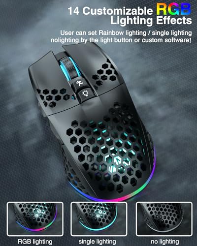 image for SOLAKAKA SM600 Honeycomb Shell Gaming Mouse Wireless,Tri-Modes BT5.1/2