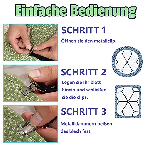 Cooklaza Bettlakenspanner Elastische,Verstellbare Bettlaken Verschlüsse Bettlaken-Verschlüsse für Allround und Vierkantmatratzen (Weiß) - Image 4