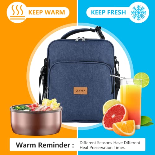 Zpp Lunch Box For Men, Water Insulated Lunch Bag, Women, Adults Small Lunch Bag, Reusable Lunch Box Portable Lunchbox Tote Bag With Adjustable Shoulder Strap For Office Work, Blue #TOP3