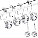 Rhinestone Decorative Shower Curtain Hooks Diamond Shape Shower Rings/Round Acrylic Decorative Stain
