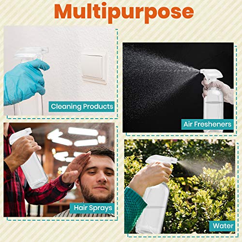 Clear Glass Spray Bottles For Cleaning Solutions (4 Pack) - 16 Ounce, Refillable & Reusable Sprayer for Essential Oil, Water, Kitchen, Hair. Durable Black Trigger Sprayer w/Mist and Stream Settings3