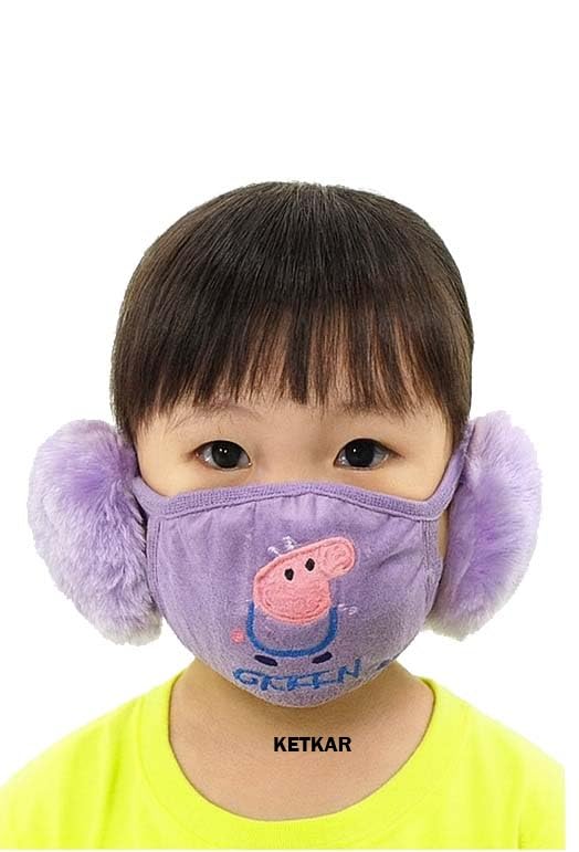 mikoniko Kids Warm Winter Face Mask with Plush Ear Muffs for Boys & Girls (3–10 Years) | Soft & Comfortable | Purple | Pack of 1-picture-26