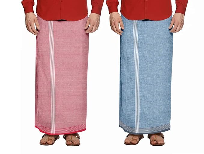 Image of Men's Cotton Lungi | Traditional Indian Wear | Soft & Breathable Checked Lungis for Daily Comfort, Home Wear & Casual Use | Free Size Wrap