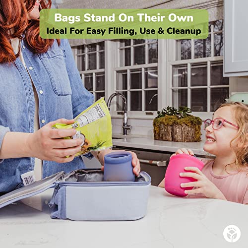 Weesprout Reusable Snack Bags For Kids, Lfgb Silicone Pouches For Toddlers, Easy Pinch Tops, Fit In Cup Holders For On-The-Go Travel, Self-Standing Design, Dishwasher Safe Reusable Bags, Set Of 4 #TOP1