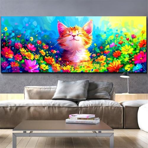 Diamond painting adulte chat et fleur pour décoration murale