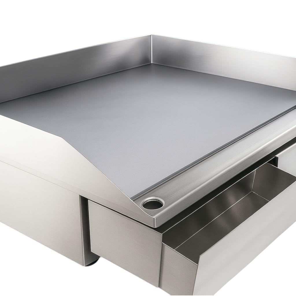 Plancha électrique de table 55 cm – thermostat réglable 300°C – 3 kW – bac récupérateur – acier inox