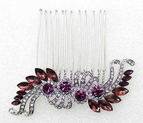 Peine para cabello con cristales decorativos morado miniatura 5