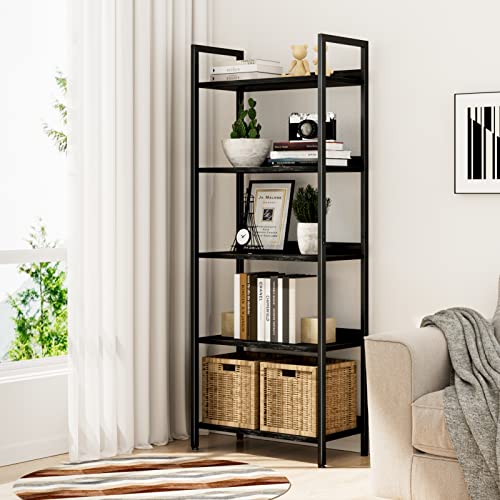 Numenn Bookshelf, 5 Tier Bookshelves, Home Office Bookcase Shelf Storage Organizer, Free Standing Storage Shelving Unit For Bedroom, Living Room And Home Office, Black #TOP1