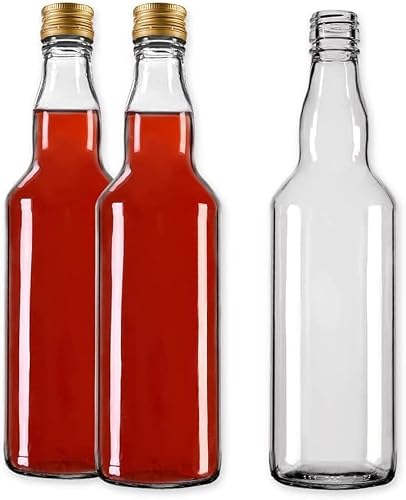 Diah Do It At Home Gold 48X 700Ml Glass Spirit Bottles With Screw Caps (28Mm) - Elegant 0.7L Clear Bottles For Diy Homemade Liqueurs, Gin, Vodka & Whisky - Airtight Sealing Bottle (Set Of 48)