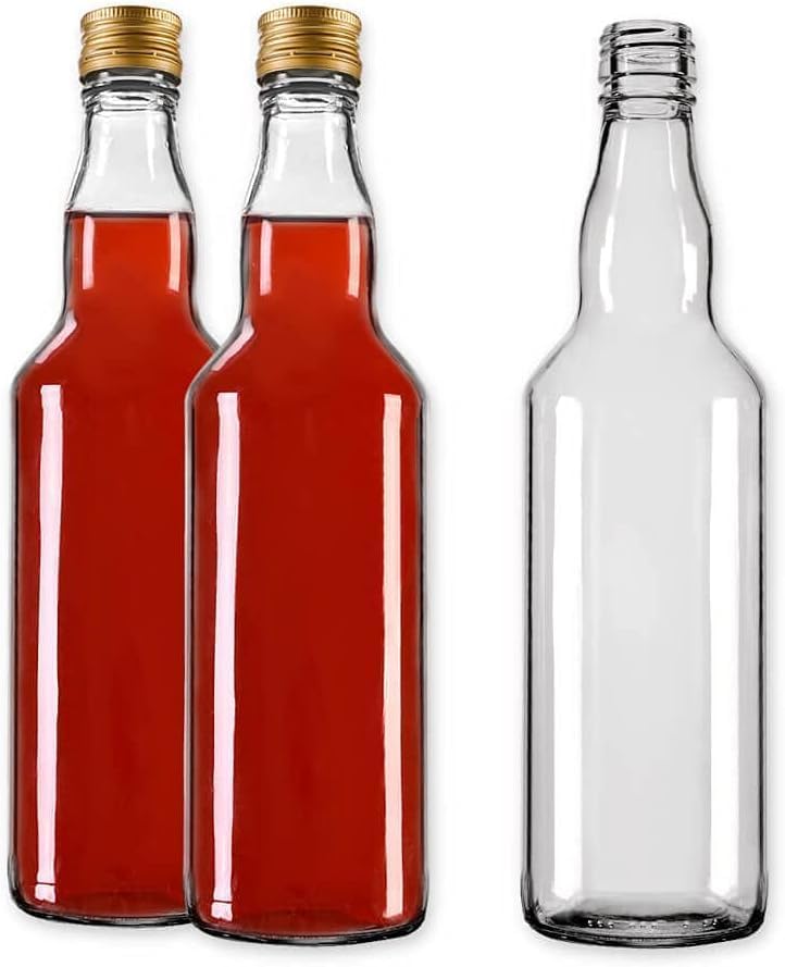DIAH DO IT AT HOME 24x 700ml Glass Spirit Bottles with Gold Screw Caps (28mm) - Elegant 0.7L Clear Bottles for DIY Homemade Liqueurs, Gin, Vodka & Whisky - Airtight Sealing Bottle (Set of 24)
