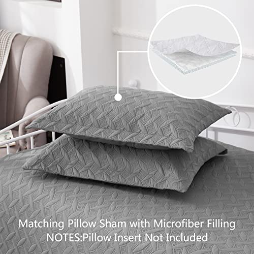 Jarson 3-Piece Daybed Cover Set,Twin Daybed Bedding Sets,Double Sided Quilting Classic Design For All Season,Bedding With Bedskirt Matching Shams,39"X75" Gray #TOP4