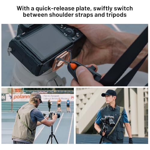 Image of PGYTECH Camera Strap Pro, Professional Camera Harness with Detachable Underarm Strap QR Camera Shoulder Straps, Leather Ergonomic Shoulder Pad Neck Strap for DSLR /Mirrorless Cameras, Black
