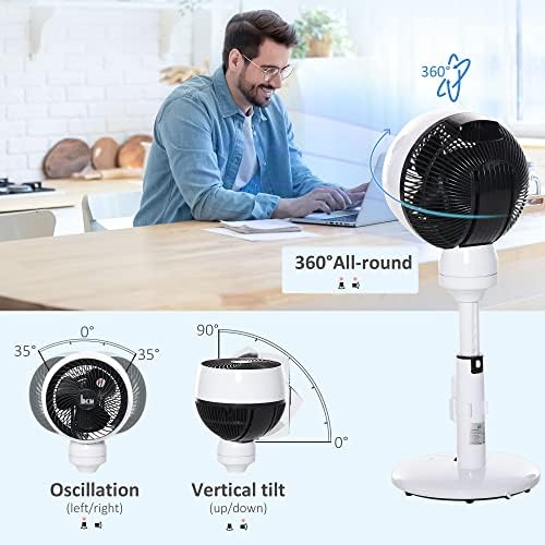 HOMCOM 28'' Air Circulator Fan 3 Speed 3 Mode, 70° Oscillation 90° Vertical Tilt, Height Adjustable, Remote Controller, for Living Room, Bedroom, Office, Black and White