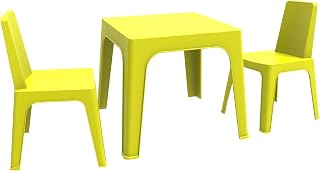 resol Julieta Set Infantil de 2 sillas y 1 Mesa para Interior, Exterior, jardín - Color Verde Lima