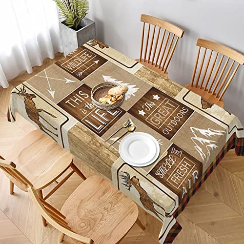 Opmlisir Rustic Country Rectangle Tablecloth,Country Style Farmhouse Lodge Bear Moose Deer Long Table Cloth Washable Table Cover For Kitchen Dining,Birthday Party,Holiday,Christmas,Buffet 54"X 72" #TOP1