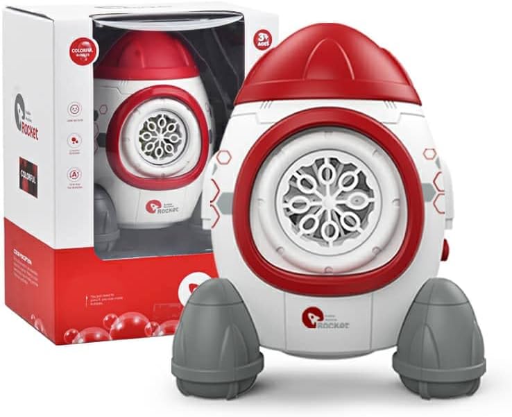 ZENO - Bubble Machine, Automatic Rocket Bubble Maker Blower for Kids with Bubbles Solutions for Outdoor and Indoor, Over 3000 Bubble/min, Boys and Girls Birthday Gift Present (Red)