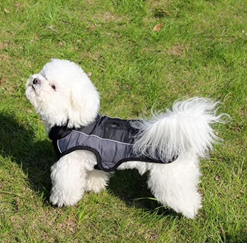 JoyDaog Hundemäntel mit Fleecekragen für kleine Hunde, wasserdichte, warme Welpenjacke aus Baumwolle für den kalten Winter, Schwarz XS