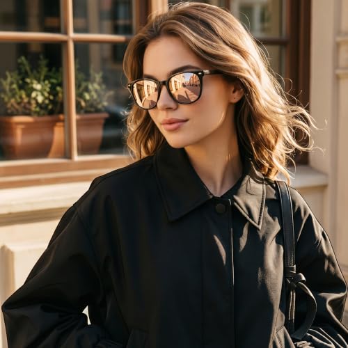 Image of Myiaur Polarized Sunglasses for Women, Square Mirrored Trendy Shades with UV Protection Reduce Glare Sun Glasses
