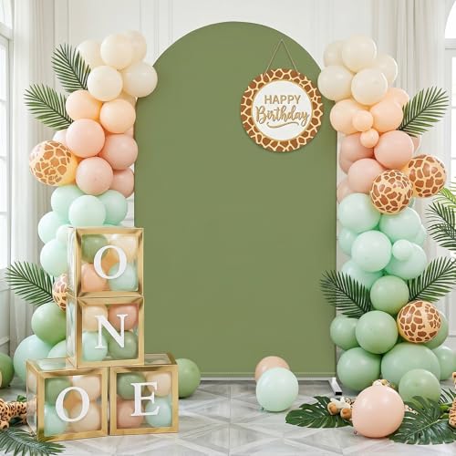 Image of Vitalcozy Set of 1 Arch Covers 6ft Green Spandex | Arch Covers Stretchy Backdrop for Wedding Baby Shower Birthday Photo Booth Decoration, Fits Arch Frame, Frame Not Included