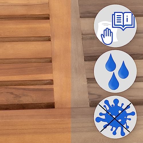 CLP Banco de Teca Halden I Banco de Madera para jardín I Banco con reposabrazos, Color:Teca, Tamaño:150 cm - imagen 5