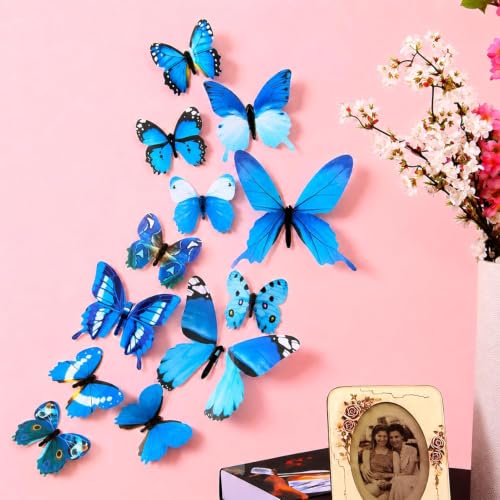 Image of SpecialYou Butterfly Wall Stickers for Home Decoration, Home Decor, Wall Decor Items for Living Room, Room Decoration Items, Stickers Sets-12pcs (12, Blue)