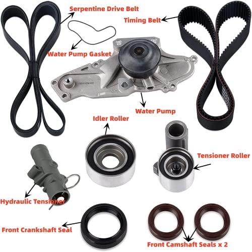 Tkh-002 Engine Timing Belt Kit With Water Pump Compatible With 2003-2018 Accord Crosstour Odyssey Pilot Ridgeline Mdx Rdx Rl Tl Tsx Zdx Saturn Vue 3.0L 3.5L 3.7L Replaces# Tckwp329 19200-Rdv-J01 #TOP1