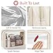PACKISM Clear Makeup Bag 3 Pack Medium - Foldable TSA Approved Toiletry Bag Quart Size for Travel Bottles, Water Resistant Multipurpose Car Storage Organizer with Reinforced Seams, Beige