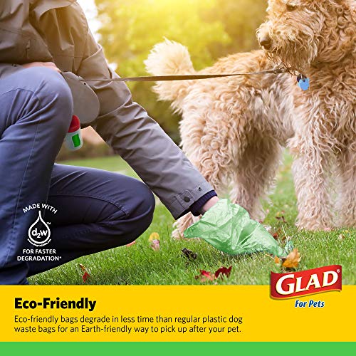 Image of Glad for Pets GLAD Eco Friendly Dog Waste Bags | 8 Rolls of Unscented Dog Waste Bags, 120 Bags in Total | Dog Waste Bags for All Dogs, Leak Proof and Strong Dog Poop Bags (FF11506)