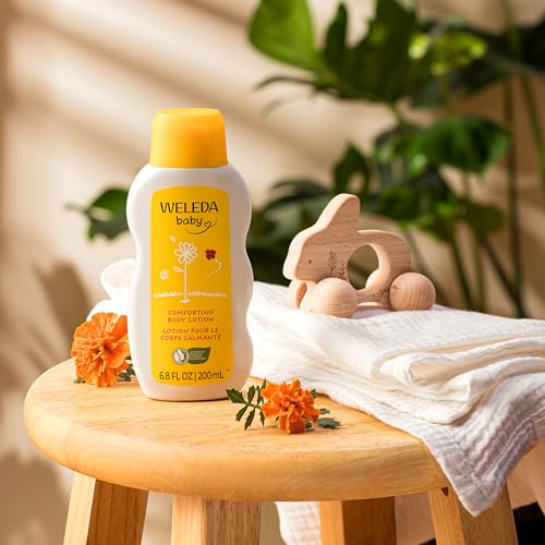Image of Weleda Baby Calendula Comforting Body Lotion, Plant Rich Moisturizer with Calendula, Chamomile, Sweet Almond and Sesame Oils, 6.8 Fl Oz