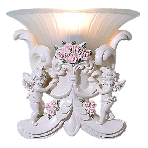Preisvergleich Produktbild YLSMN Europäische Wandlampe Schlafzimmer Nachtwandlampe bemalte Engel Wandlampe Hintergrund Wand Ganglampe Amerikanische Harz Wandlampe wärmelampe baby
