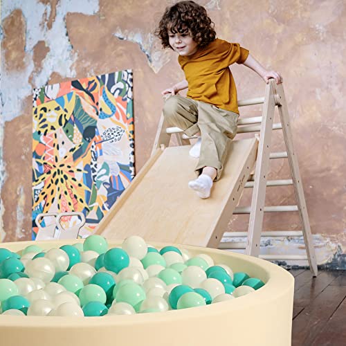 Realhaha Ball Pit Balls 100 Play Balls Plastic Balls for Baby Girls Toddlers Kids Play Tent Pool Playhouse Playpen Party Decoration, Green Pearl White - Thumbnail 6