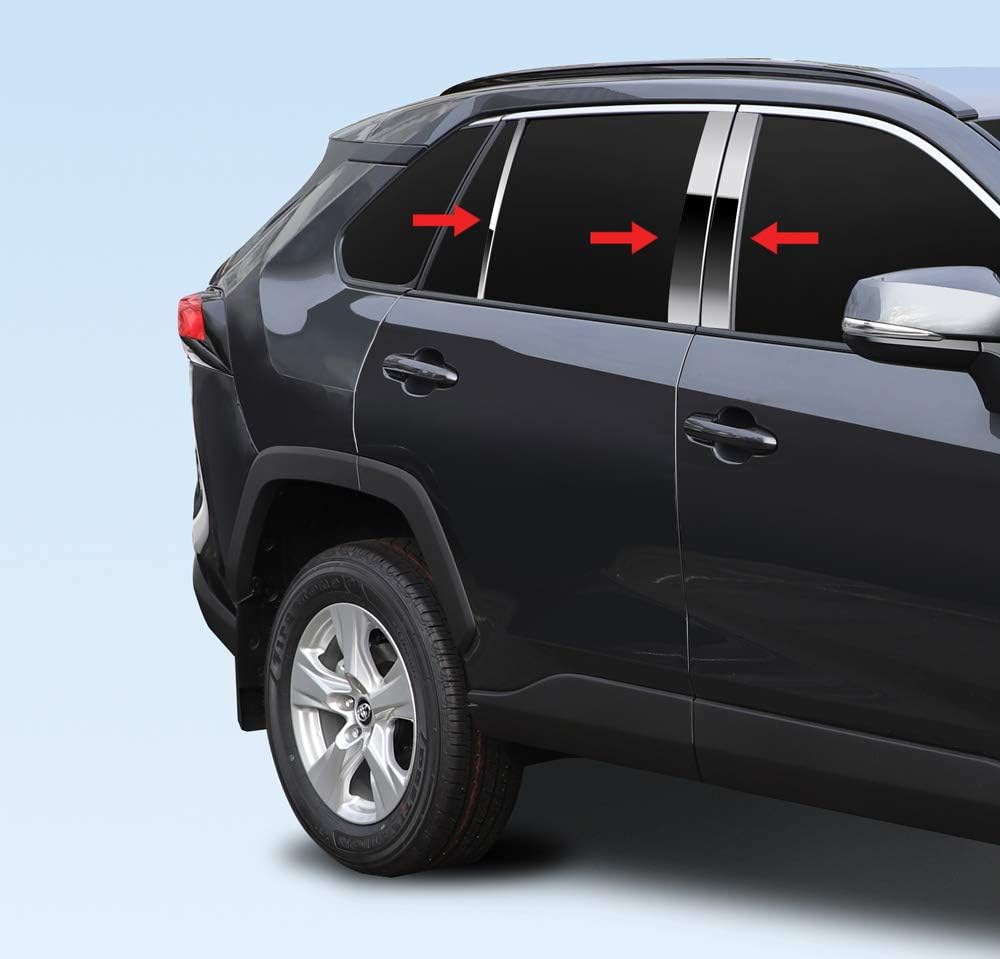 Tyger Auto Made in USA! Compatible with 2019-2025 Toyota RAV4 Chrome Stainless Steel Pillar Post Trim 6PCS
