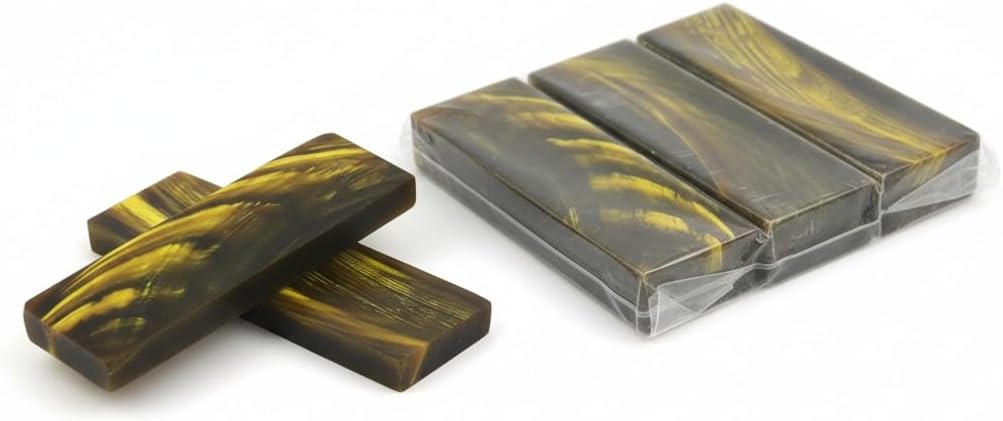 Buffalo Horn Streaked Knife Handle Scales, Polished Blank Pair, DIY Knife Making Material, Natural Horn Crafting Supplies Fixed Blade Handle Material, Streaked Horn Blank Set (PACK OF 1 PAIR)