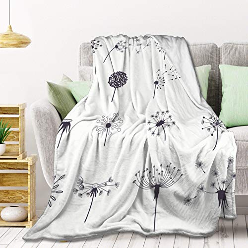 Floral Pattern Of Dandelions Fleece Throw Blanket Lightweight Super Soft Flannel Bed Blanket Perfect Home Decor For Couch Chair Sofa Living Room 50"X40" Small #TOP10