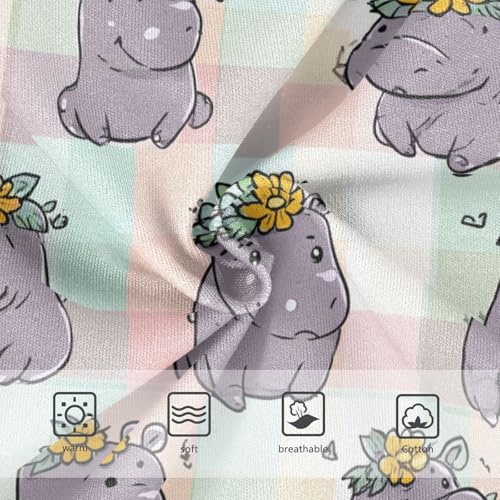 Wusikd Cute Hippopotamuses Girls' Underwear Cotton Flowers Girls Briefs Soft Toddler Underwear 2T3