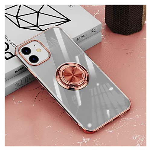 Coque iPhone 12 Pro transparente rose avec bague pour regarder vos vidéos partout