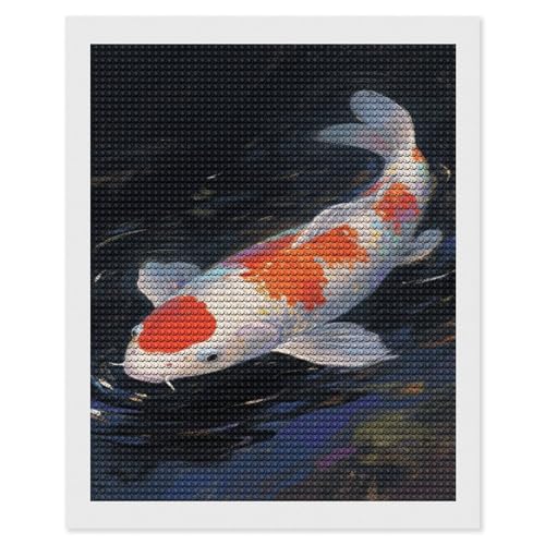 Peinture diamant carpes strass ronds loisir créatif canevas mosaïque mural