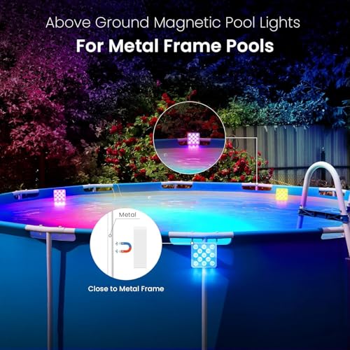 LOFTEK Submersible LED Pool Lights with Magnet, 13 LEDs Color Changing Underwater Pool Lights with Remote, Waterproof Swimming Pool Light (4 Pack-Rechargeable-II) by LOFTEK - Image 5