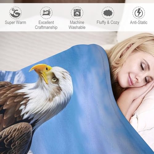 Couverture chaude et confortable en flannel soft imprimé aigle