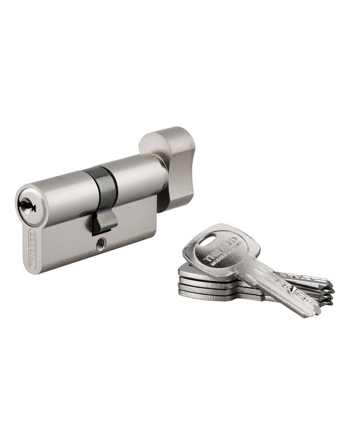 THIRARD Cylindre à Bouton Trafic 6, 30 x 30 mm, Anti-perçage, Nickel, 5 Clés