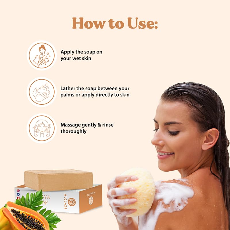 Image of Papaya Soap With Shea Butter & Jojoba Oil | Brightens, Smoothens & Refreshes | 100 g (Pack of 5)