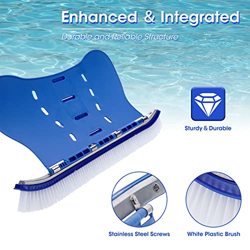 Glosaie Pool Brush with Brush Tail for Cleaning Pool Walls Using Water Pressure, 18\"\" Nylon Bristles Pool Brush Head with EZ Clips Fit Most Poles (Pole not Included) - Thumbnail 5