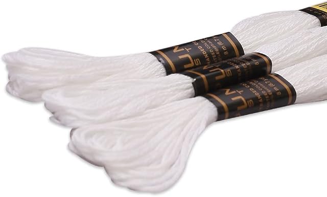 UMC STAG Pack of 3 Premium Embroidery Thread | 100% Egyptian Cotton Premium Skeins | Cross Stitch Embroidery Floss | Oeko TEX Certified Stranded Cotton (White)