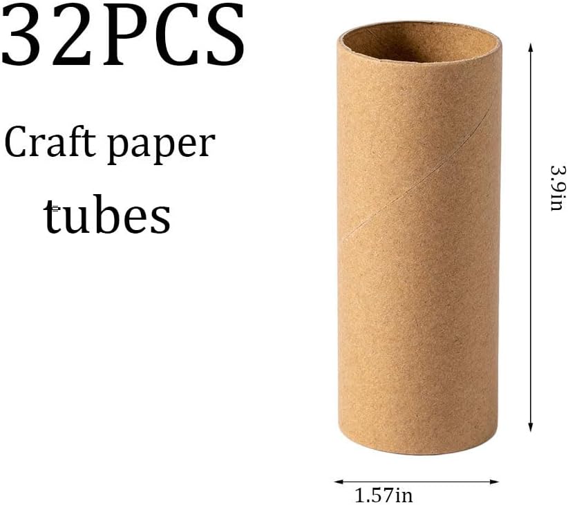 Ruisky 32 Pcs Cardboard Tubes Craft Rolls, Kraft Paper Rolls Cardboard Tubes for Crafts£¬Paper Towel Rolls for Crafts 1.57x 3.9in (Brown)