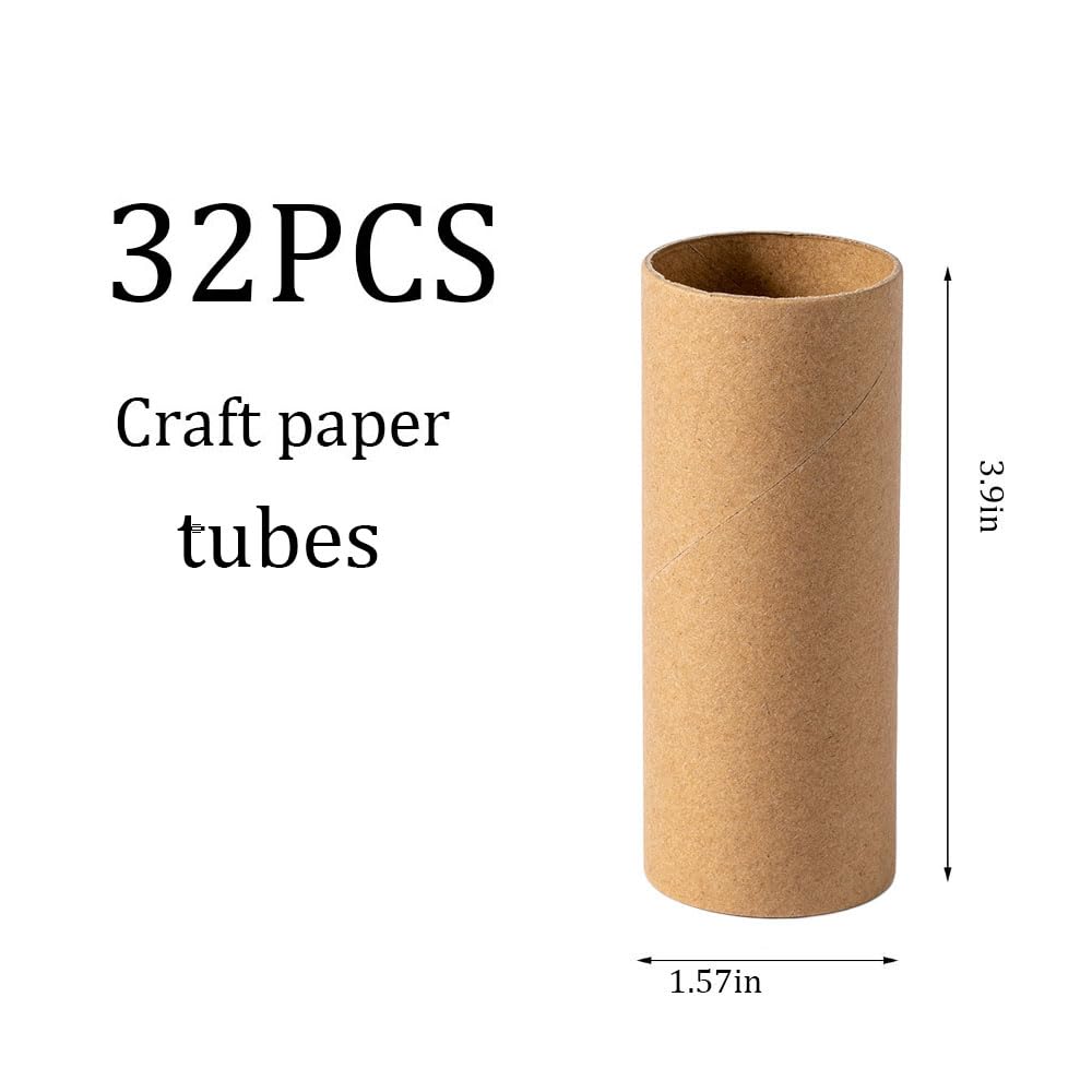 Ruisky 32 Pcs Cardboard Tubes Craft Rolls, Kraft Paper Rolls Cardboard Tubes for Crafts£¬Paper Towel Rolls for Crafts 1.57x 3.9in (Brown)