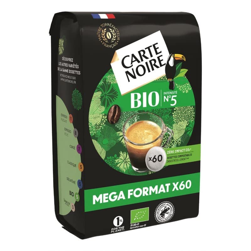 CARTE NOIRE - Dosettes Bio Classique pour Senseo - Café certifié AB - 384g de pureté - Boissons chaudes de qualité supérieure - Lot De 3 - Vendu Par Lot