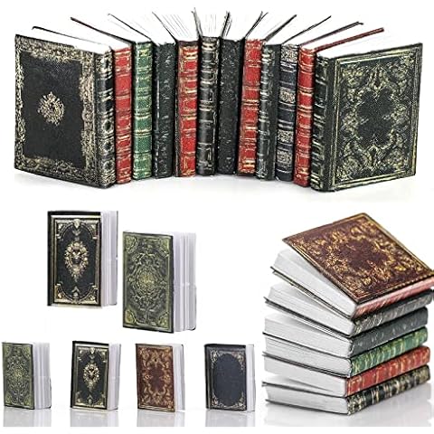 cobee Miniatures Dollhouse Books, 12 Pieces Mini Books Dollhouse Accessories 1:12 Miniatures Books Dollhouse Decoration Accessories for Dollhouse Study Room Bedroom Library (12 PCS) Cover
