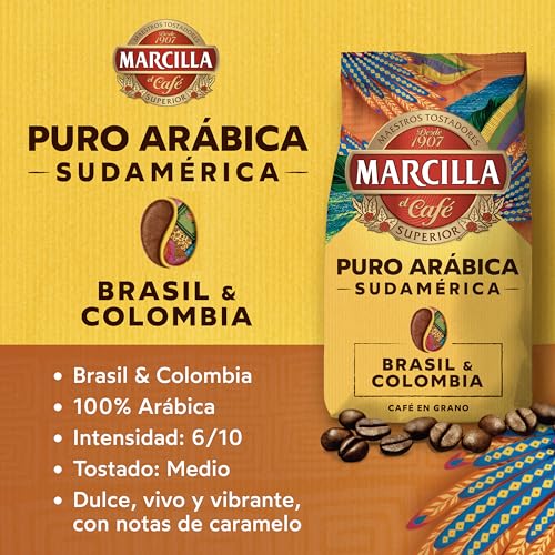 Marcilla Café Grano Puro Arábica Sudamérica Brasil & Colombia 400 g