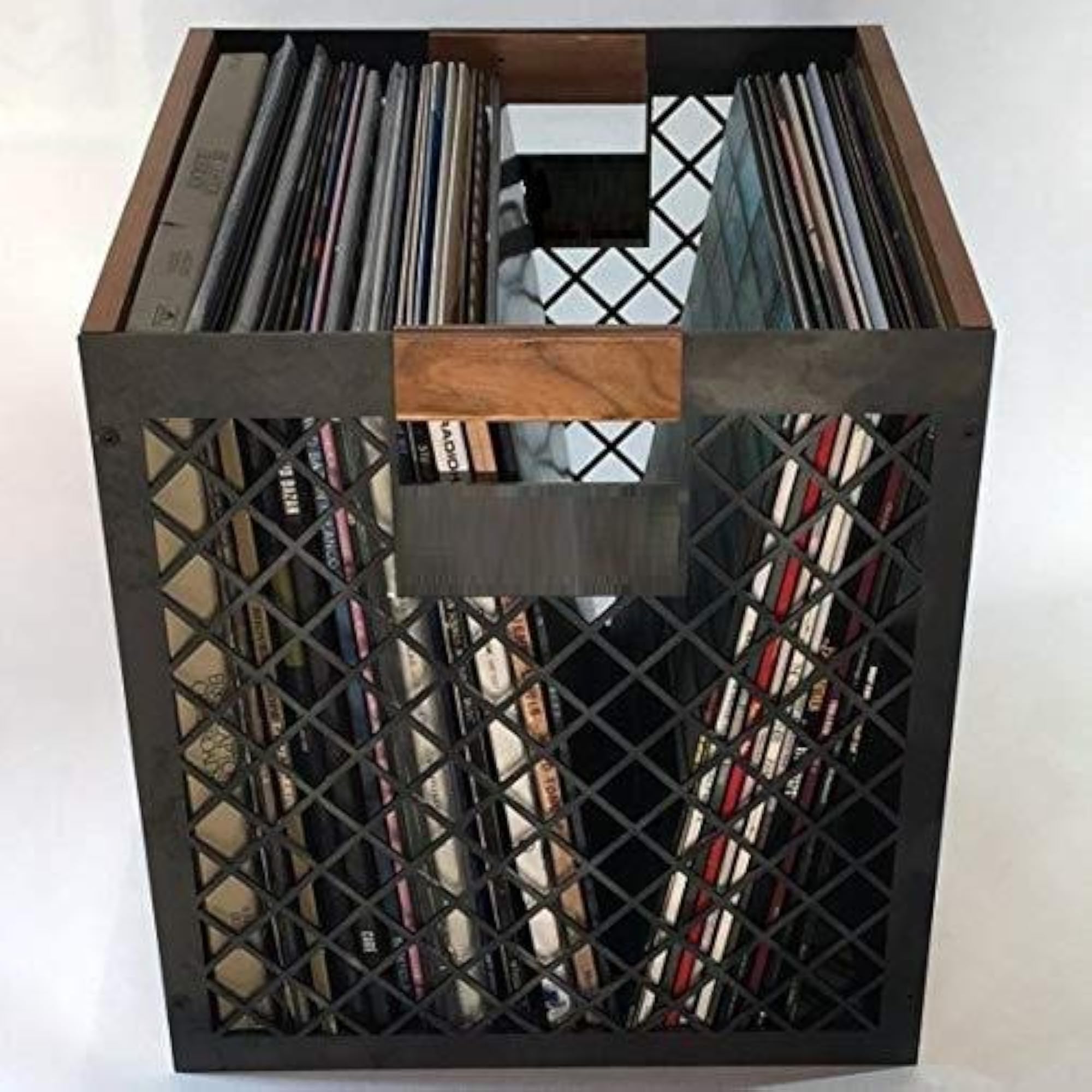 Vinyl Record Storage Crate in Cherry Finish